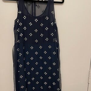 Diane Von Furstenberg Navy Dress with White Floral Pattern